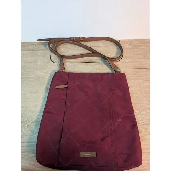 Vera Bradley Preppy Poly Molly Crossbody Handbag Bag Purse Cranberry Burgundy - Picture 1 of 5